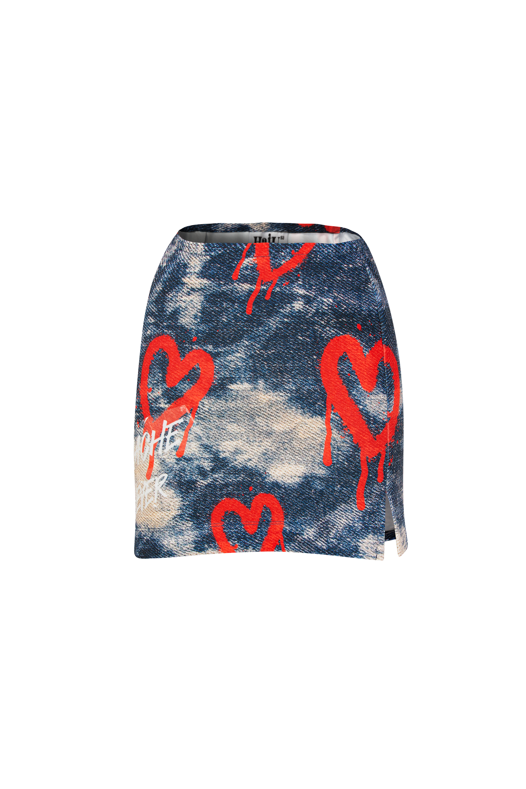 Heart Denim Printing Skirt